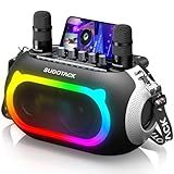 SUDOTACK Karaoke Maschine mit 2 Kabellose Mikrofone,Bluetooth Lautsprecher Box mit...