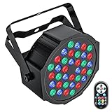 GdjRttk RGB LED Par Strahler, 72W Bühnenlicht mit Fernbedienung und DMX 7CH, 36...