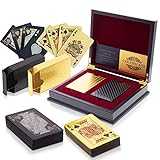 Trendcool Poker-Karte, Kartenspiel, Tischkartenspiel, Poker mit Holzbox (Gold + Schwarz +...