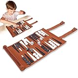 DonTeam 2 Pcs Rollbares Backgammon, tragbares Backgammon-Set - Rollbare Brettspiele für...