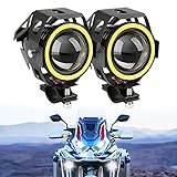 DREAMIZER Motorrad Frontscheinwerfer, Scheinwerfer DRL Mit Angel Eyes Licht, 12V 24V...