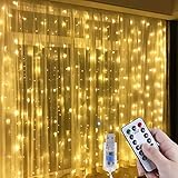 Anpro LED USB Lichtervorhang 3m x 3m, 300 LEDs USB Lichterkettenvorhang mit 8 Lichtmodelle...