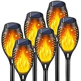6Stück Solarlampen für Außen Garten, Solar Fackeln für Außen Flackernd, Solarleuchten...