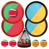 Klettballspiel,Klettball Strandspielzeug Ballspiele mit 4 Fangscheiben 4 Bälle und 1...