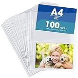 100 Stück A4 Dokumenten Hüllen Geteilt in 2 Fächer Kartenhüllen Fotohüllen...