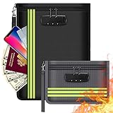 Feuerfeste und Wasserdichte Tasche mit Schloss - 2 Stück Dokumentetasches, Brieftasche...