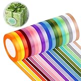 Geschenkband 18 Farben, 10mm x 22m Satinband, Schleifenband,Verpackungsband Stoffband,...