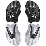2 Paar Handpaddel zum Schwimmen, schwarz und grau Schwimmtraining Paddel,...