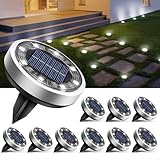 btfarm 10 Stück Solar Bodenleuchten Aussen, 8 LED Gartenbeleuchtung Solar IP65...
