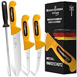 Schwertkrone Metzgermesser Set 4 Tlg. Made in Germany Solingen Profi Fleischermesser,...