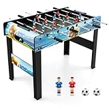 COSTWAY 2 in 1 Tischkicker, Kickertisch inkl. 14 Kicker und 2 Bällen, Tischfußball mit...