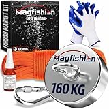 Magfishion - Magnetfischen Set – 160 kg - Ø60mm - Neodym Magnet - Perfekt zum Magnet...