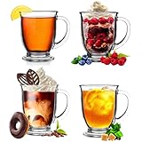 Konzept 11 - Teegläser mit Henkel, 4 Set, Kaffeegläser 400 ml XXL, Latte...