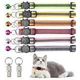 6 Reflektierend Katze Halsband, Katzen Halsbände mit Glöckchen, Verstellbar...