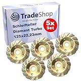 5x Trade-Shop Diamant Turbo Schleifteller Ø 125mm 22,23mm Bohrung für Beton Estrich...