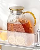 Baffect Wasserkrug, Karaffe Glas mit Edelstahl-Deckel, Auslaufsicherer Kühlschranktür...