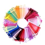 100 Stück Kleine Organzasäckchen, 7x9cm Schmuckbeutel Farbe Organza Taschen mit...