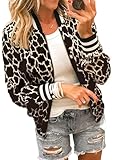 ECOWISH Damen Casual Jacke Blumenmuster Langarm Bomberjacke Reißverschluss...
