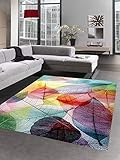 CARPETIA Teppich modern Designerteppich Blätter Laub bunt Größe 200 x 290 cm