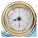 DXYOYONGOZ Wetterstation analog, Analoge Wetterstation, Uhr, Messinggehäuse 3,8 Zoll 98...