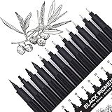 YISAN 12 Fineliner Stifte Set, Schwarz Filzstiften,Tuschestift Pigment Liner...