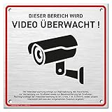 Schild Videoüberwachung (15x15 cm - klein) mit DSGVO Hinweis, inkl. 4...