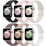 AMSKY 6 Stück Silikon Sport Armbänder Kompatibel mit Apple Watch Armband 44mm...