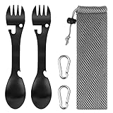2 Stück Edelstahl Göffel Camping Besteck 5 In 1 Multifunktions Löffel Gabel...