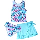 AIDEAONE Badeanzüge für Mädchen Kinder Tankini entzückende Dreiteiliges Set...