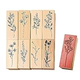 8 Stück Holzstempel, Vintage-Holzstempel, Blumenmuster-Stempelset, DIY-Bastelzubehör,...