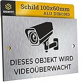 SIGNITY Alu Schild Videoüberwachung (100 x 60mm klein) - Alu Warnschild Kamera...