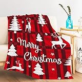 Weihnachts-Kinder-Überwurfdecke, rot kariert, Decke für Mädchen, Jungen, Kind,...