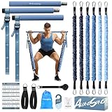 ALongSong Fitnessbänder Set mit 6 Widerstandsbänder 20-180Lbs oder 20-240Lbs &...