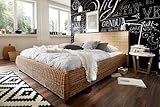 Bett11 SAM B-Ware Rattanbett 180x200 cm Bordeaux, natürliches geflochtenes Design,...