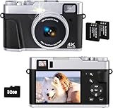 Digitalkamera Fotokamera 4K Kamera 48 MP Anti-Shake Vlogging Fotokamera mit 32GB...