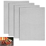 Grillmatte 40 × 30 cm, 4 Stück Antihaft Grillgitter und Grillmatte in Schwarz,...