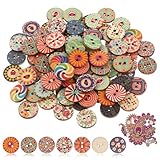 100 Stück Bunte Holzknöpf, Abeillo 15 mm Vintage Knöpfe, Holzknöpfe zum Basteln, Retro...