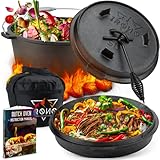 IRONO - Dutch Oven - 5 Liter - Dutch Oven Zubehör Set - Feuertopf - Gusseisen...