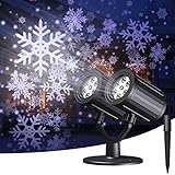 BOIROS LED Projektor Weihnachten, Schneeflocke Projektorlampe, Wasserdicht IP65...