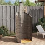 Festnight Gartendusche mit Bodenplatte Holz Rattan Aussendusche Garten Outdoor Dusche...
