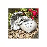 Radami Engel Gedenkstein Grabherz Grabschmuck Grabdekoration - Ich vermisse Dich...