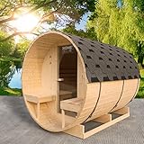 HOME DELUXE - Outdoor Fasssauna LAHTI DELUXE L - Maße: ca. 195 cm x 192 cm x...