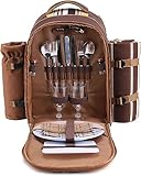 2 Person Picknick Rucksack Tasche Korb Kühltasche mit Geschirr Set Decke