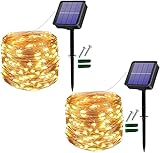 [2 Stück] Solar Lichterkette Außen, Useber 2x14M 120 LED Lichterkette Aussen,...