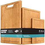 KITCHENMAPE Schneidebretter aus Bambus mit Saftrille - 37x24cm / 31x20cm /...