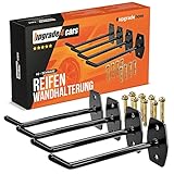Upgrade4cars Reifen Wandhalterung Garage für 4 Felgen | Autoreifen Wandhaken bis zu 22...