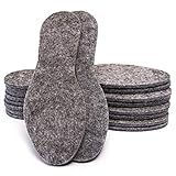 5 Paare Filz Einlegesohlen extra dicke 6 mm Schuheinlagen Filzsohlen Große 28 - 46, Grau,...