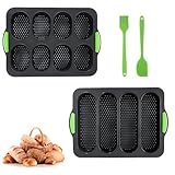 LUCKNIGHT Brötchen Backform, 2 Stück Baguette Backform Silikon, mit 4, 8...