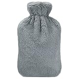 Homealexa Wärmflasche mit weichem Bezug 2L, Premium Naturkautschuk, Sicher und Langlebig...