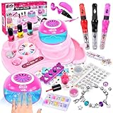 Herenear Nagelstudio Kinder Mädchen, 33 Pcs Geschenke 6 7 8 9 10 11 12 Jahre, Nagellack...